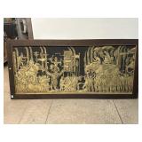 Large Framed Cambodia Temple Rubbing Art - some