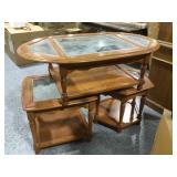Oval coffee table w/square & hexagonal side