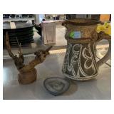 Stoneware pitcher, geode & more