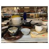Assorted Kitchenware. Cutting Board, Stainers,