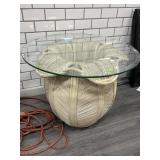 Glass Top Wicker Side Table - approx. 2.5ft