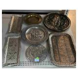 Assorted Plated Decor Trays and Plates.