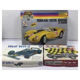 3 Model car build kits. Assorted. Open box. 1/25