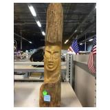Carved wood statue figure, 21 in tall