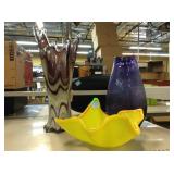 Glass art, bowl & vases