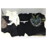 Assorted fashion clothing.