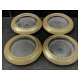 4 Glass Coaster With Metal Rim, Sz 4in Diameter