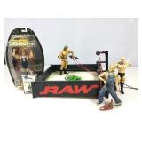 Wrestling action figures, fighting ring and more