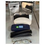 Eye glass cases, empty & more