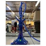 Hookah pipe, blue glass w/attachments