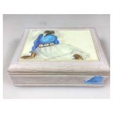 Musical jewel box w/RC Gorman ceramic tile art on