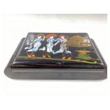 Asian style black lacquer jewelry trinket box