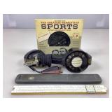 Vtg Tele-Mate telephone test set, slide ruler &