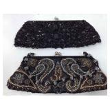 Vtg evening prom clutches, black/beaded