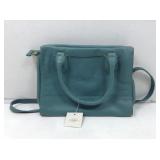 Fossil Trinity leather satchel purse teal green