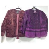 2 Johnny Was, purple blouse sz M & velour jacket