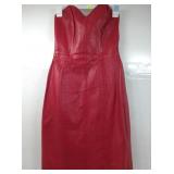 Red leather bustier leather dress, sz XS