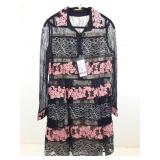 Short dress, black w/embroidered design, sz XL