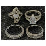 4 Sterling Silver Rings, Tw 14.1g, Sz 6.25, 7,