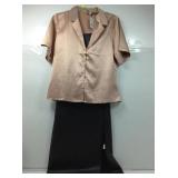 Brown faux leather dress & gold color blouse, sz