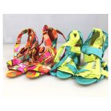 2 pr Gianni Bini tie strap high heeled shoe,