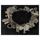Sterling Silver Charm Bracelet , Tw 45.8g, Sz