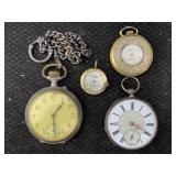 4 Old Pocket Watches, See Photos