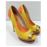 Stiletto high heel, yellow/orange sz 5.5