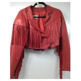 Neumann-Marcus red leather womenï¿½s cowboy jacket