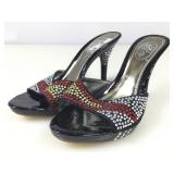 Bolaro sandal high heel w/rhinestones, sz 6
