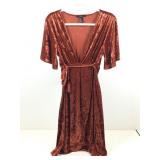 Velvet dress, short, red orange color, sz M