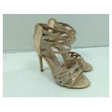 Stiletto high heel strap sandal, peach color sz