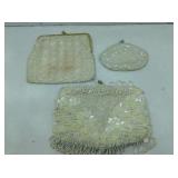 Vtg evening prom bags, white/beaded & sequins