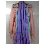 4 summer dresses w/ silver thread design, sizes S