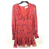 Red short floral print dress, sz Sm