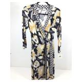 Wrap dress, black print sz 6
