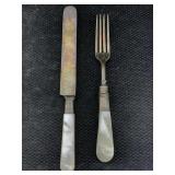 Sterling And Mop Handle Fork & Knife, Tw 108.7g