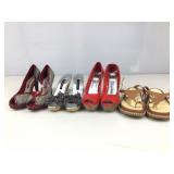 4 pr shoes, heels, wedges & sandals, asstd