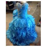 Ball gown, prom dress, w/shawl, blue sz 10
