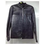 Reed black leather motorcycle biker jacket, sz L
