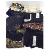 Top & skirt set, tops & shoulder bag w/ beads &