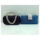 2 Vtg evening prom clutches, teal & black