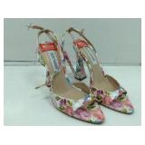 Steve Madden open-toe shoe, pink floral design sz