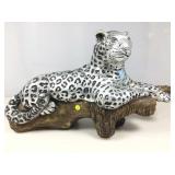 Ceramic/Plaster Snow Leopard Sculpture 27x12x16in