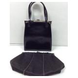 Vtg evening prom clutch, black & patent leather