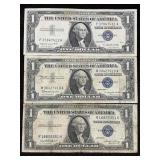 1935e, 1957b &1957a Silver $1 Certificates