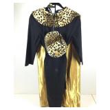 Evening dress black w/cheetah faux fur trim &