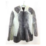 Rabbit Fur Zippered Jacket. Pocket Needs Repair.