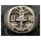 Sterling Silver Us Navy Ring, Tw 15g, Sz 10.75