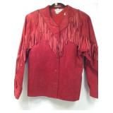Neimann-Marcus red suede jacket w/fringe